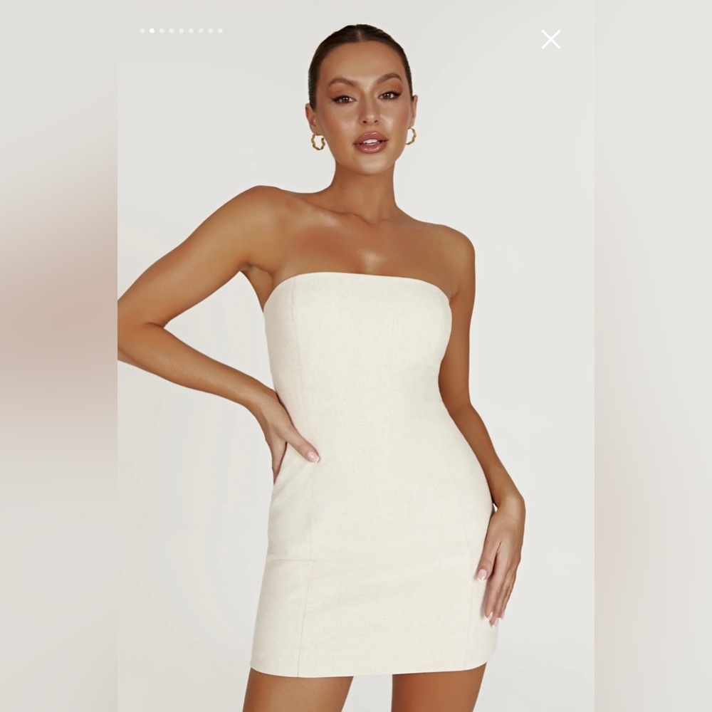 NWOT - MACI Linen Mini Dress - Natural, size small.